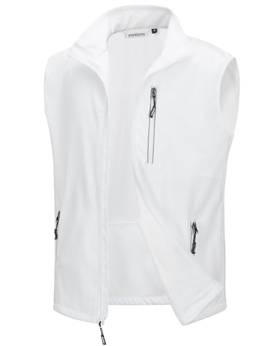 Outdoor Ventures Men's Running Golf Vest Outerwear Lightweight Windproof - color: White, size: Large