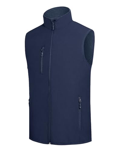 fit space Men's Lightweight Vest Softshell Sleeveless Windproof Jacket with Zipper Pocket Cycling Travel Hiking Running Golf - color: Navy, size: Medium