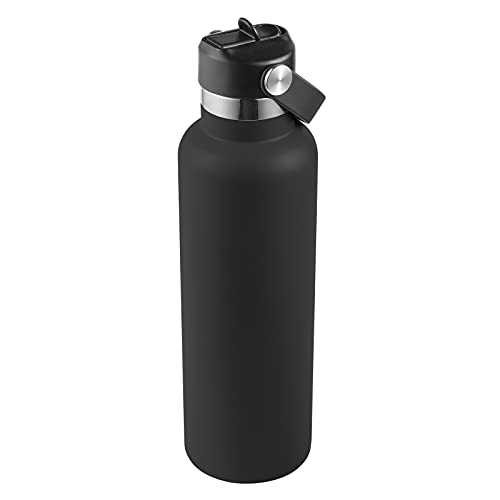 RRegeny Straw Lid fits Hydro Flask Standard Mouth, 21 24 oz, Sports Flex Cap Water Bottle Accessories Replacement Top - color: Black+1pack