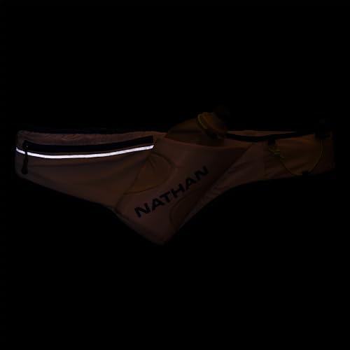 Nathan Peak Running Hydration Waist Pack Belt w/ Speed Draw Flask Water Bottle, 18oz/535 ml Push/Pull Race Cap, Expandable Zippered Stretch Pocket - color: Vapor Grey