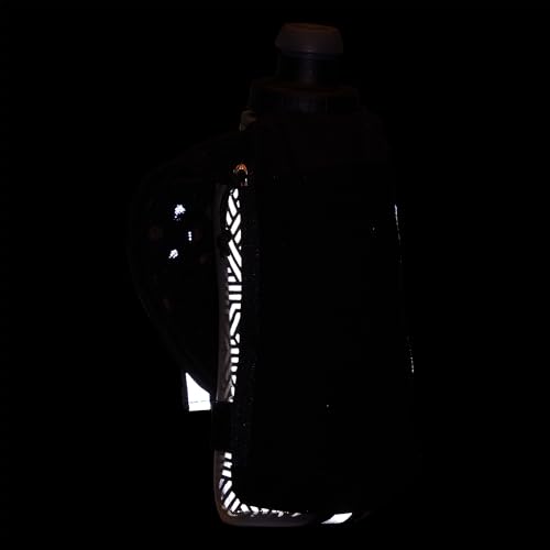 Nathan SpeedDraw 2 Insulated Handheld Running Water Bottle Flask – Double-Wall Insulation, Ergonomic Grip, Blast Valve Cap, Phone & Key Storage Pockets, Reflective Design - 12oz Insulated - Black - color: 12oz Insulated - Black
