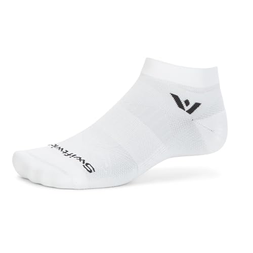 Swiftwick ASPIRE ONE Running & Cycling Socks, Breathable, Compression Fit - color: White-circuit, size: Small