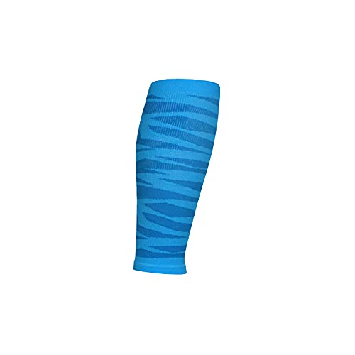 Calf Compression Sleeve for Men and Women - 20-30mmHg, Shin Splint, Running, Leg Pain, Calf Cramps and Recovery - color: Run Lite - Tiger Stripe Sky Blue, size: Small