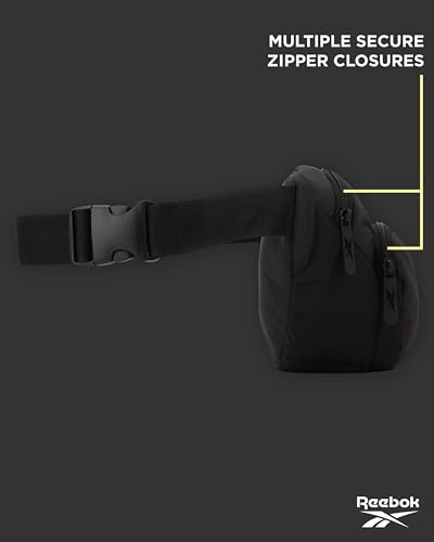 Reebok Belt Bag Fanny Pack for Women & Men, Adjustable Crossbody - color: Kat Black