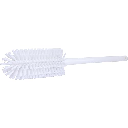 SPARTA Large Water Bottle Brush Ideal for Wide-Mouth Jars, Bottles and Tumblers, Dishwashing Tool with Handle for Home and Commercial Kitchens, Plastic, 16 Inches, White, (Pack of 4) - color: White