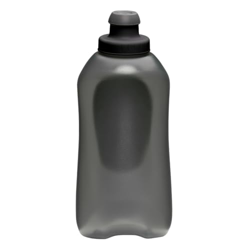 Nathan SpeedDraw 2 Handheld Running Water Bottle Flask 18oz – Ergonomic Grip, Blast Valve Cap, Phone & Key Storage Pockets, Reflective Design - color: 18oz - Black