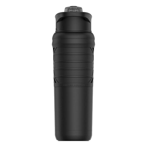Under Armour 24Oz Stainless Steel Water Bottle, Insulated, Carabiner Easy Carry Hook, Leak Proof, Kids & Adults, All Sports, Gym - color: Solid Black