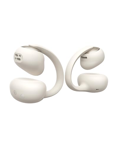 Baseus Bowie MC2 Open Ear Clip On Earbuds, CloudComfort 2.0 Wrap-Around Design, LDAC Hi-Res Audio, Bluetooth 6.0, 55H Playtime, 4-Mic AI Clear Call, IP67 Waterproof for Running Gym Workouts - color: White