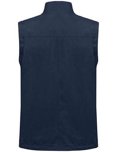 Little Donkey Andy Men's Lightweight Quick Dry Vest Windproof Sleeveless Jacket with 11 Pockets for Travel Fishing Hiking - color: Deep Blue, size: Small