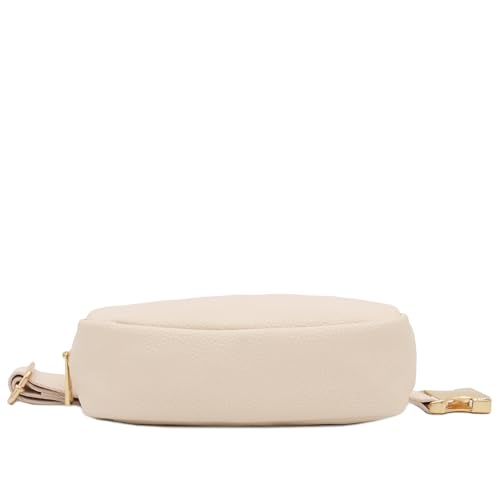 Lightweight Soft PU Pebbled Leather Sling Fanny Pack Belt Bag with Gold Metal Buckle (Nude) - color: Nude