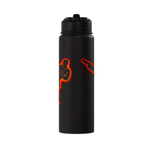 Taekwondo, Karate, Martial Arts, Boys Kids Men, Karate Kick Stainless Steel Insulated Water Bottle - color: Black