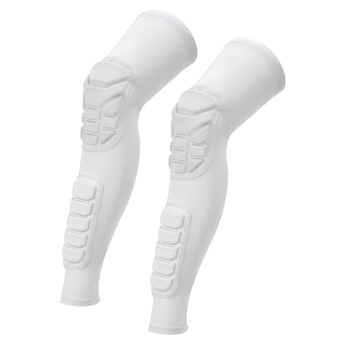 PATIKIL Knee Calf Pads Knee Braces Pad Compression Leg Sleeve Protective Calf Shin Guard for Youth Adults Football Basketball Baseball - color: White, size: Medium