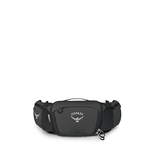 Osprey Savu Biking Waist Pack for Men & Women - Mountain Bike Fanny Pack with Bottle Pockets - Hydration Bag - color: Raven Black, style: 5l