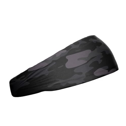 40+ Designs! Unisex Headband/Sweatband. Best for Sports, Fitness, Working Out, Yoga. Tapered Design - color: Blackout Camo