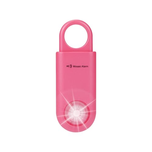 130db Personal Safety Alarm with Ultra Bright Strobe Light. Hot Pink - color: Hot Pink, style: Button cell