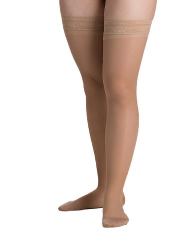 EvoNation Women Sheer Thigh High 20-30 mmHg Graduated Compression Stockings - color: Beige, size: X-Large
