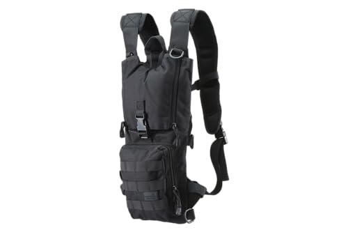 Lancer Tactical Lightweight Nylon Hydration Backpack - Ideal for EDM Music Festivals, Hiking, Running, Cycling, Airsoft, Hunting, and Climbing - color: Black