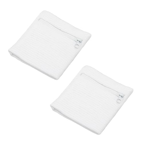 Wrist Wallet Wristband with Zipper, Wrist SweatBands - color: White