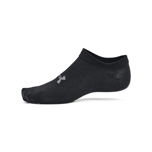 Under Armour Unisex Adult Essential No Show Socks (6-Pairs) - color: (001) Black / Black / Castlerock, size: X-Large