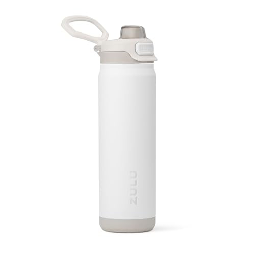 ZULU Powerfill Pro 24oz Stainless Steel Sip or Chug Water Bottle, White - color: White Monochrome, style: 24oz