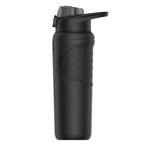 Under Armour 24Oz Stainless Steel Water Bottle, Insulated, Carabiner Easy Carry Hook, Leak Proof, Kids & Adults, All Sports, Gym - color: Solid Black