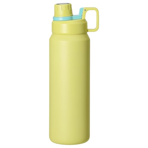 30oz Yellow Insulated Water Bottle with Carry Handle for Gym, Commute - color: Yellow