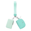 Keychain Wallet Mini Zip Around Wristlet Wallets for Women Detachable Dual Pouch Wristlet Portable Coin Purse Small Wallets - color: Light Green+Mint