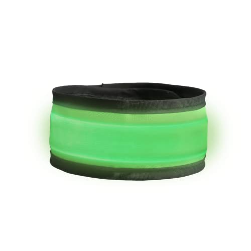 2 Pack Reflective Gear Flashing LED Slap Sports Wristbands, Safety Lights Arm Bands - Magic Band Running Lights for Runners - for Night Walking, Cycling and Running (Green/Orange)