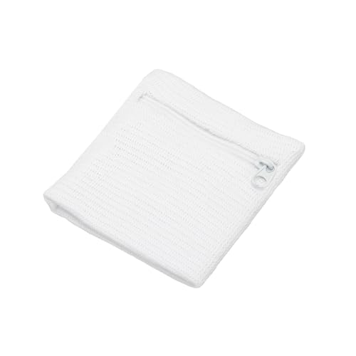 Wrist Wallet Wristband with Zipper,Cotton Wrist Band SweatBands - color: White