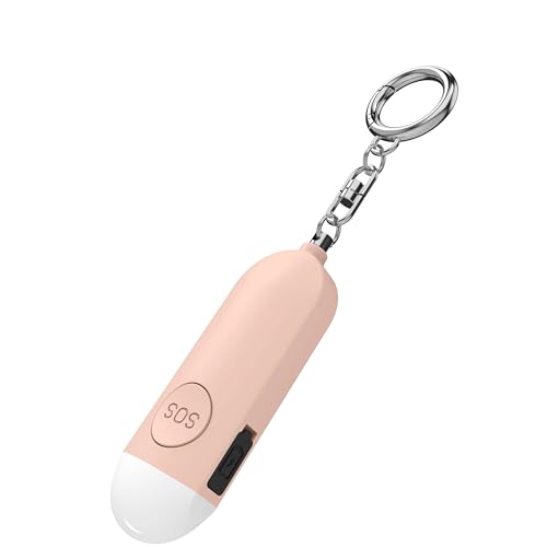 Personal Safety Alarm for Women Work with Apple Find My with 130DB Loud Speaker Safe Sound Personal Security Alarm Keychain with LED Lights Self Defense Keychain Siren (Pink)