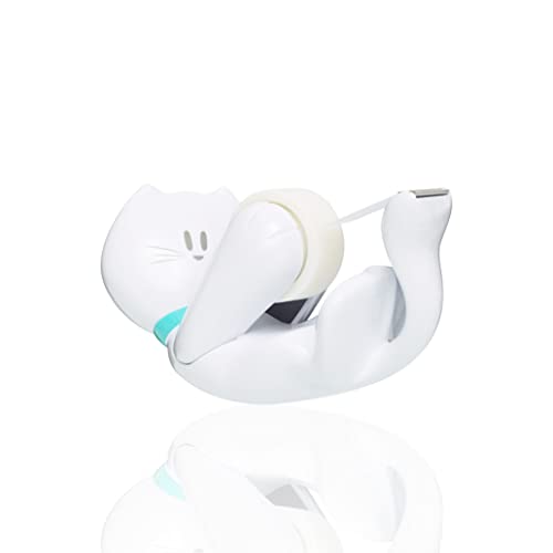 Scotch Cat-810 19 mm x 8.89 m Cat Tape Dispenser, White, 1 Roll Magic Tape - style: Cat