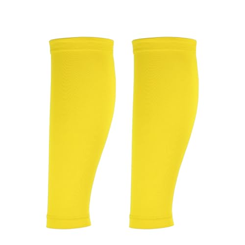 Sun Protection Leg Sleeves, Sports Compression Leg Cooling Ice Silk Sleeves with Anti-slip Silicone Strips - color: Yellow