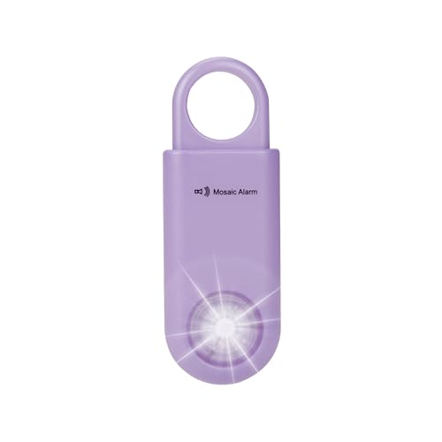 130db Personal Safety Alarm with Ultra Bright Strobe Light. Purple - color: Purple, style: Button cell