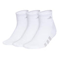 adidas Women's Cushioned Socks 3 Pairs - color: White/Clear Onix Grey/Clear Grey/4.0/Quarter, size: Medium, style: Quarter