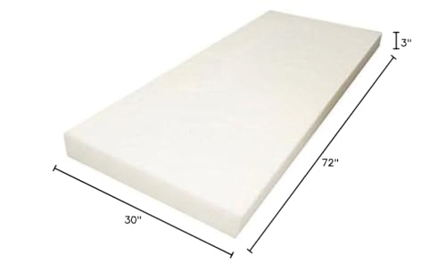 Mybecca Upholstery Foam Cushion Medium Density (Seat Replacement, Upholstery Sheet, Foam Padding) 3" X 30" X 72" - color: Medium Density, style: 3 Inch x 24 Inchx 72 Inch