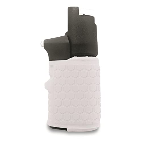 Packin' Heat 0.28 oz Compact Pepper Spray for Self Defense, Small Keychain Pepper Spray for Women, 12 ft Range, 1.44% Major Capsaicinoids, UV Dye, Push-Button Safety Cap, Snap Clip - color: White