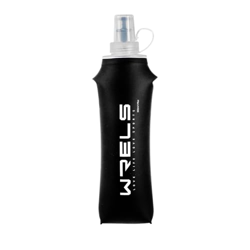 WRELS Soft Running Water Flask Soft Flasks Collapsible Soft Water Bottles Small BPA-Free for Sports Hiking Hydration Pack 5oz/8oz/17oz(BLACK,17oz) - color: Black, style: 500ml/17oz
