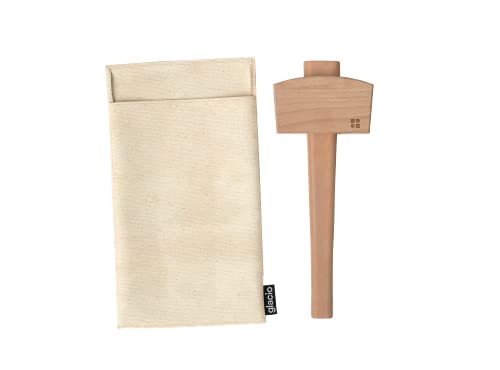 Ice Mallet and Lewis Bag Set, Wooden Hammer & Canvas Bag for Crushed Ice