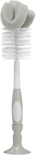Dr. Brown's Baby Bottle Cleaning Brush with Sponge, Scrubber and Nipple Cleaner, Grey 12 Pack - color: Gray Bottle Brush, size: 12-Pack