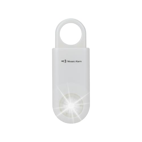 130db Personal Safety Alarm with Ultra Bright Strobe Light. Coconut White - color: Coconut White, style: Button cell