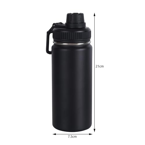 Wide Mouth Insulated Sports Water Bottle,Double wall Stainless Steel Vacuum flask with Leakproof Lid (Black, 16 Ounces) - size: 16 Ounces