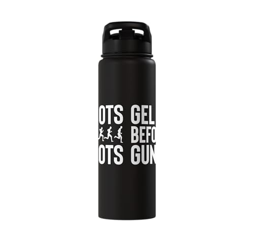 Gel Shots Before Gunshots Half Marathon 13.1 Runner Stainless Steel Insulated Water Bottle - color: Black