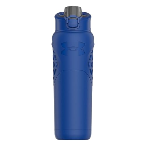 Under Armour 24Oz Stainless Steel Water Bottle, Insulated, Carabiner Easy Carry Hook, Leak Proof, Kids & Adults, All Sports, Gym - color: Solid Royal