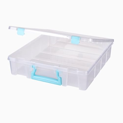 ArtBin Super Satchel 1-Compartment Craft Storage Box, Clear - color: Aqua Accents