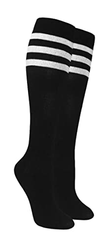 COUVER Unisex Graduated Athletic Compression Socks - color: Black 3 White Stripe, size: Small-Medium