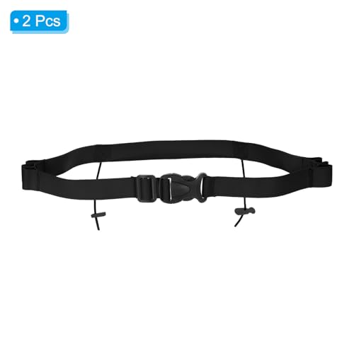 PATIKIL Elastic Triathlon Running Belt, 2 Pack Adjustable Race Number Belt Race Belt Bib Holder with 6 Energy Gel Loops for Marathons Racing Cycling, Black - color: Black