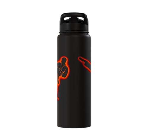 Taekwondo, Karate, Martial Arts, Boys Kids Men, Karate Kick Stainless Steel Insulated Water Bottle - color: Black