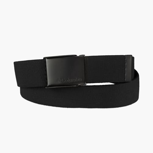Columbia Men's Military Plaque Buckle Fabric Belt- One Size 42" Length - Everyday and Outdoor Wear - color: Black Stretch Strap