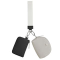 VUTUXA KeyChain Wallet Wristlet For Women Mini Zip Dual Pouch Coin Purse - color: black+grey