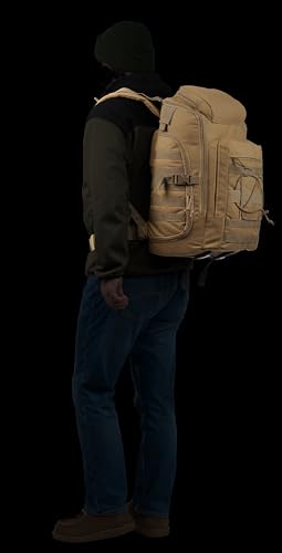 35L Tactical Backpack Military Rucksack MOLLE Quick-Access Flap EDC Pack for Hiking Camping Travel Work Bugout Emergency - color: Coyote Brown